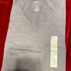 Sonoma The Everyday Long Sleeve Tee, 100% cotton, 4x, v neck,  gray